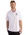 Albany State University Golden Rams Cutter & Buck Prospect Recycled Featherlight Stretch Mens Sport Polo White Front Thumbnail Image