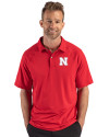 Nebraska Cornhuskers Cutter & Buck Prospect Recycled Featherlight Stretch Mens Sport Polo Red Front Thumbnail Image