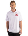 Nebraska Cornhuskers Cutter & Buck Prospect Recycled Featherlight Stretch Mens Sport Polo White Front Thumbnail Image
