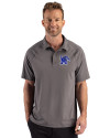 Memphis Tigers Cutter & Buck Prospect Recycled Featherlight Stretch Mens Sport Polo Elemental Grey Front Thumbnail Image