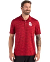 Oklahoma Sooners  Cutter & Buck Coastline Recycled Double Peached Camo Print Mens Polo Cardinal Red Front Thumbnail Image