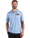 Delaware State Hornets Cutter & Buck Coastline Recycled Double Peached Camo Print Mens Polo Atlas Light Blue Front Thumbnail Image