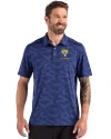 Fort Valley State Wildcats Cutter & Buck Coastline Recycled Double Peached Camo Print Mens Polo Tour Blue Front Thumbnail Image