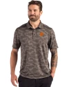 Clemson Tigers Cutter & Buck Coastline Recycled Double Peached Camo Print Mens Polo Elemental Grey Front Thumbnail Image