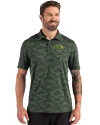 NDSU Bison Cutter & Buck Coastline Recycled Double Peached Camo Print Mens Polo Hunter Green Front Thumbnail Image