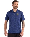 San Jose State Spartans Cutter & Buck Coastline Recycled Double Peached Camo Print Mens Polo Tour Blue Front Thumbnail Image
