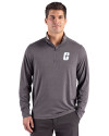 Charlotte 49ers Cutter & Buck Forge Recycled Four-Way Stretch Mens Big & Tall Quarter Zip Pullover Dark Black Heather Front Thumbnail Image