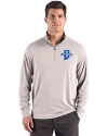 View image 4: Indiana State Sycamores Cutter & Buck Forge Recycled Four-Way Stretch Mens Big & Tall Quarter Zip Pullover Polished Heather Front