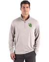 Oregon Ducks- Cutter & Buck Forge Recycled Four-Way Stretch Mens Big & Tall Quarter Zip Pullover Polished Heather Front Thumbnail Image