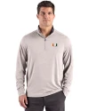 Miami Hurricanes Cutter & Buck Forge Recycled Four-Way Stretch Mens Big & Tall Quarter Zip Pullover Polished Heather Front Thumbnail Image