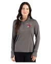 Eastern Washington Eagles Cutter & Buck Forge Recycled Four-Way Stretch Womens Quarter Zip Pullover Dark Black Heather Front Thumbnail Image