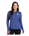 Albany State University Golden Rams Cutter & Buck Forge Recycled Four-Way Stretch Womens Quarter Zip Pullover Tour Blue Heather Front Thumbnail Image