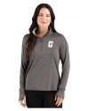 Charlotte 49ers Cutter & Buck Forge Recycled Four-Way Stretch Womens Quarter Zip Pullover Dark Black Heather Front Thumbnail Image