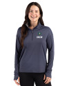 UNC Wilmington Seahawks - Cutter & Buck Forge Recycled Four-Way Stretch Womens Quarter Zip Pullover Dark Navy Blue Heather Front Thumbnail Image