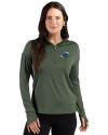 Tulane Green Wave Cutter & Buck Forge Recycled Four-Way Stretch Womens Quarter Zip Pullover Dark Hunter Heather Front Thumbnail Image