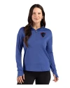 View image 7: DePaul Blue Demons Cutter & Buck Forge Recycled Four-Way Stretch Womens Quarter Zip Pullover Tour Blue Heather Front