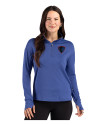 DePaul Blue Demons Cutter & Buck Forge Recycled Four-Way Stretch Womens Quarter Zip Pullover Tour Blue Heather Front Thumbnail Image
