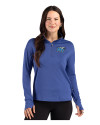 Middle Tennessee Blue Raiders Cutter & Buck Forge Recycled Four-Way Stretch Womens Quarter Zip Pullover Tour Blue Heather Front Thumbnail Image