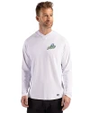 Florida Gulf Coast Eagles - Cutter & Buck Prospect Recycled Featherlight Stretch Mens Hooded Pullover White Front Thumbnail Image