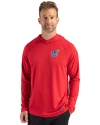 Kansas Jayhawks Cutter & Buck Prospect Recycled Featherlight Stretch Mens Hooded Pullover Red Front Thumbnail Image