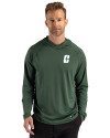 Charlotte 49ers Cutter & Buck Prospect Recycled Featherlight Stretch Mens Hooded Pullover Hunter Green Front Thumbnail Image