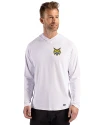 Quinnipiac Bobcats Cutter & Buck Prospect Recycled Featherlight Stretch Mens Hooded Pullover White Front Thumbnail Image