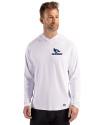 Creighton Bluejays Cutter & Buck Prospect Recycled Featherlight Stretch Mens Hooded Pullover White Front Thumbnail Image