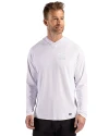 Morehouse Maroon Tigers Cutter & Buck Prospect Recycled Featherlight Stretch Mens Hooded Pullover White Front Thumbnail Image