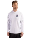 Arizona Wildcats Cutter & Buck Prospect Recycled Featherlight Stretch Mens Hooded Pullover White Front Thumbnail Image