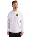 Southeastern Louisiana Lions Cutter & Buck Prospect Recycled Featherlight Stretch Mens Hooded Pullover White Front Thumbnail Image