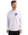Indiana State Sycamores Cutter & Buck Prospect Recycled Featherlight Stretch Mens Hooded Pullover White Front Thumbnail Image