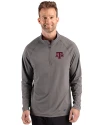 Texas A&M Aggies Cutter & Buck Prospect Recycled Featherlight Stretch Mens Quarter Zip Elemental Grey Front Thumbnail Image