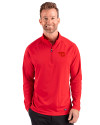 Dayton Flyers Cutter & Buck Prospect Recycled Featherlight Stretch Mens Quarter Zip Red Front Thumbnail Image