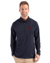 St Johns Red Storm Cutter & Buck Prospect Recycled Featherlight Stretch Mens Quarter Zip Navy Blue Front Thumbnail Image
