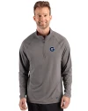 Georgetown Hoyas Cutter & Buck Prospect Recycled Featherlight Stretch Mens Quarter Zip Elemental Grey Front Thumbnail Image