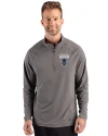 Howard Bison Cutter & Buck Prospect Recycled Featherlight Stretch Mens Quarter Zip Elemental Grey Front Thumbnail Image