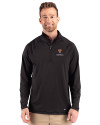Harvard Crimson Cutter & Buck Prospect Recycled Featherlight Stretch Mens Quarter Zip Black Front Thumbnail Image