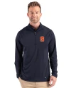 Syracuse Orange Cutter & Buck Prospect Recycled Featherlight Stretch Mens Quarter Zip Navy Blue Front Thumbnail Image