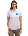 Kansas Jayhawks Cutter & Buck Prospect Eco Textured Stretch Recycled Womens Short Sleeve Polo White Front Thumbnail Image