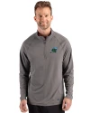 Tulane Green Wave Cutter & Buck Prospect Recycled Featherlight Stretch Mens Quarter Zip Elemental Grey Front Thumbnail Image