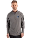 UConn Huskies - Cutter & Buck Prospect Recycled Featherlight Stretch Mens Quarter Zip Elemental Grey Front Thumbnail Image