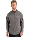 TCU Horned Frogs Cutter & Buck Prospect Recycled Featherlight Stretch Mens Quarter Zip Elemental Grey Front Thumbnail Image
