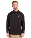 Eastern Washington Eagles Cutter & Buck Prospect Recycled Featherlight Stretch Mens Quarter Zip Black Front Thumbnail Image