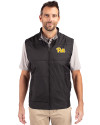View image 1: Pitt Panthers Cutter & Buck Stealth Recycled Hybrid Quilted Mens Windbreaker Vest Black Front