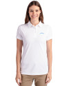 View image 7: Los Angeles Chargers Monochromatic Cutter & Buck Advantage Recycled Cotton-Blend Pique Womens Polo White Front