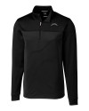 Los Angeles Chargers Mono Cutter & Buck Traverse Recycled Smooth Stretch Mens Big & Tall Stripe Quarter Zip Pullover Black Mannequin Thumbnail Image