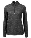 Los Angeles Chargers Mono Cutter & Buck Traverse Recycled Smooth Stretch Womens Camo Quarter Zip Pullover Black Mannequin Thumbnail Image