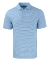 Los Angeles Chargers Mono Cutter & Buck Forge Recycled Double Stripe Four-Way Stretch Mens Polo Atlas/White Mannequin Thumbnail Image