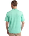 Los Angeles Chargers Mono Cutter & Buck Forge Recycled Double Stripe Four-Way Stretch Mens Polo Fresh Mint/White Back Thumbnail Image