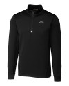 Los Angeles Chargers Mono Cutter & Buck Traverse Recycled Smooth Stretch Mens Quarter Zip Pullover Black Mannequin Thumbnail Image